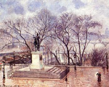 Camille Pissarro : Pont-Neuf, the Statue of Henri IV, Afternoon, Rain